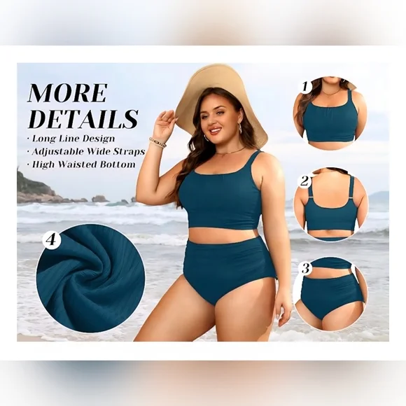 Ribbed High Waisted Bikini #1079 - Picture 13 of 14